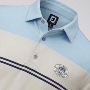 FootJoy Mens Golf Polo Shirt Blue Stone Carter Plantation Striped Size S